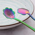 NAMUNY 16 Flower Spoon Set, 410 Stainless Steel Reusable Tea Spoon, Stirring Spoon, Coffee Spoon (4.9 Inch, Rainbow). 