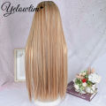 Hair Blonde Mixed Yan Glow Synthetic Headband Ladies Brown Highlighter Wig Straight Hair Wig 32 Inch Headband Color. 