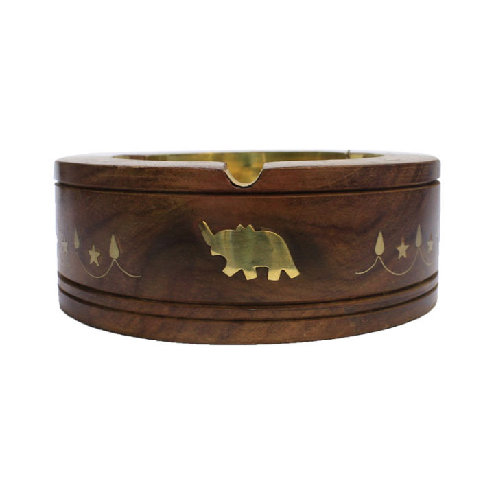 1.5x2.5%20Inch%20Long%20Elephant%20Patched%20Sexagon%20Design%20Wood%20And%20Brass%20Jewellery%20Box%20-%20Image%203