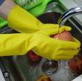 Yellow Rubber Dish Washing Gloves For  Kitchen Cleaning, Strong Work , Painting ,Gardening - Latex Waterproof Housework Use - 1 Pair. 