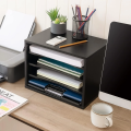 Simple File Organizer Office Desk File Cabinet Wooden For Clean Workspace With Adjustable Partitions Black. 