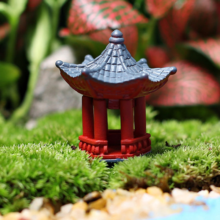 2PCS Mini Desk Decoration Torii Gate Japanese Garden Miniature Shrine Ornaments Micro Stone Gazebo Shelf Japan Natuo