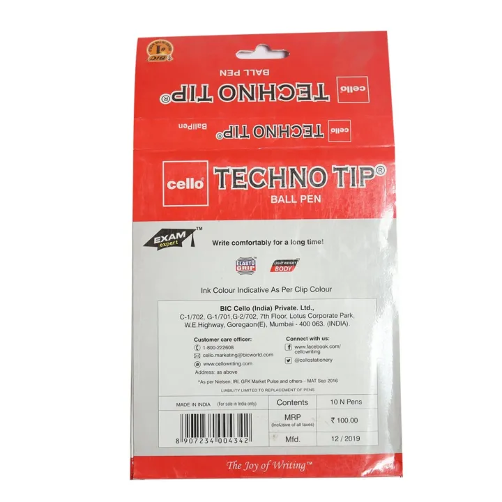 Cello%20Techno%20Tip%20Red%20Ball%20Pen%2010pcs%20-%20Image%203