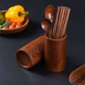 Wooden Cylinder Tableware Drainage Chopstick Rack Kitchen Storage Container Bamboo Restaurant Supplies. 
