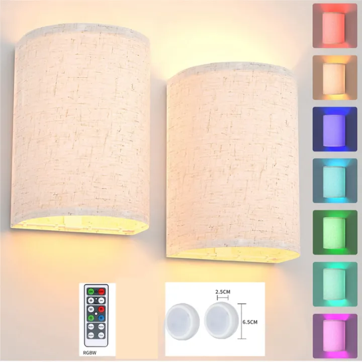 Rechargeable%20Wall%20Sconce%20Magnetic%20Wireless%20Lamp%20Set%20Kit%20RGB%20Colors%20Dimmable%20with%20Fabric%20Linen%20Shade%20and%20Remote,%20Lighting%202Pcs%20-%20Image%205