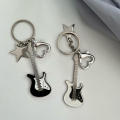 New style Cool Keychain Charming Female Trendy Pendant Star-shaped Guitar design Retro accessories for Daily wear Street fashion. 