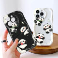 Hontinga for Realme C55 Back Cover Panda Cream Wavy Edge Silicone Phone Case. 