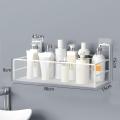 No punch Wall-mounted bathroom shelf Convenient Wall-mounted Shower shampoo rack Kitchen condiment storage basket for Home Hotel College dorm Apartments Organizing toiletries Bathroom Shower Kitchen. 