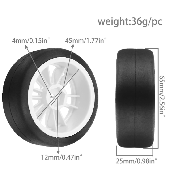 ARELENE%204pcs%2065mm%20Hard%20Drift%20Tire%20Wheel%20for%201/10%20TT01%20TT02%20XV01%20PTG-2%20RC%20Drift%20Car%20Green%20-%20Image%202