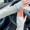 Linguolin Outdoor Driving Sunscreen Ultraviolet Light Thin Ice Silk Loose Large Size Sleeve Cover Arm Gloves Men Women Glove Sarung Hand Sun. 