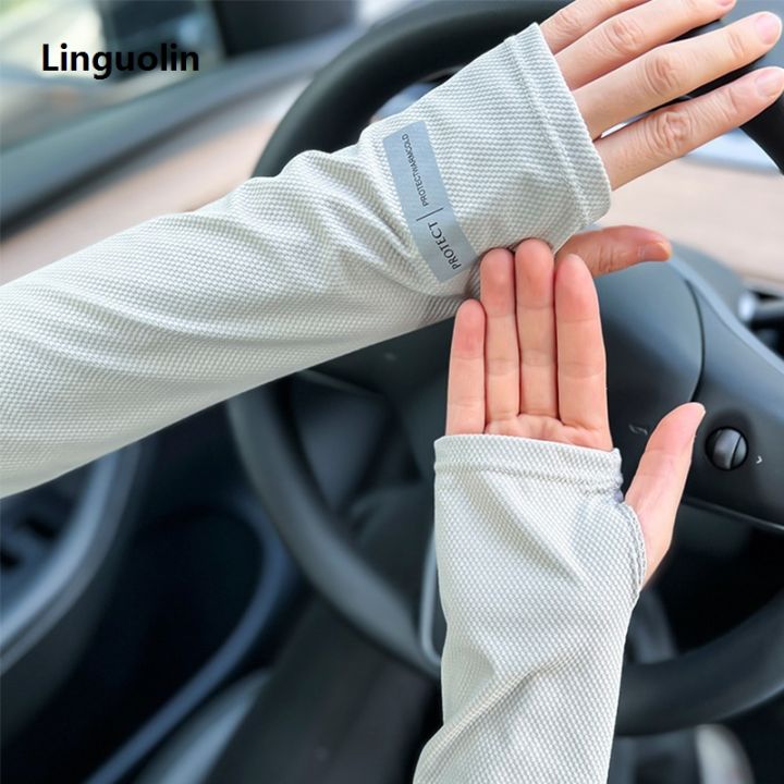 Linguolin%20Outdoor%20Driving%20Sunscreen%20Ultraviolet%20Light%20Thin%20Ice%20Silk%20Loose%20Large%20Size%20Sleeve%20Cover%20Arm%20Gloves%20Men%20Women%20Glove%20Sarung%20Hand%20Sun%20-%20Image%203