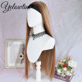 Hair Blonde Mixed Yan Glow Synthetic Headband Ladies Brown Highlighter Wig Straight Hair Wig 32 Inch Headband Color. 