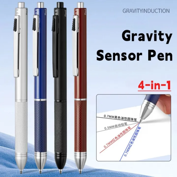 Multifunction Writing Instruments Refillable Metal Multifunction Pen Press Type Gravity Sensor 0.5mm ...