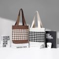 Fashionable Rhombus Knitted Knitted Shoulder Bag Comfortable Handle Plaid Crochet Tote Bag Multifunctional Large Capacity Women's Handbag Beach. 