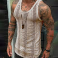 European and American New Men's Summer Thin Sleeveless Men's Vest White Mesh Hollow Sports Top SY0023. 