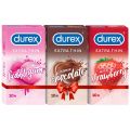 Durex Condoms | 30 Count (3 Mix Flavor Pack) | Bubblegum + Chocolate Strawberry | Extra Thin. 