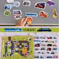 Wooden Magnetic Puzzle Animal and Traffic Vehicle Game Children Baby Early Educational Learning Toys Jigsaw for Kids. 