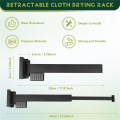 Folding Clothes Hanger Wall Mount Retractable Cloth Drying Black C. 