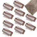 Pack of 10 Strong Chunni Clips with Safety Pin, Easy to Use with Dupatta, Hijab & Tikka Setting Easy to Use 4 X 2 cm Brown. 