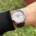 Pablo Raez Brand New Fashion Casual Man Watch Automatic Date Luxury Business Wrist Watch High Quality Brown Leather Popular Men's Watch. 