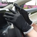 Sutuiying Thin Fashion Spandex Breathable Anti-UV Summer Sunscreen Dots Gloves Driving Gloves Women Gloves. 