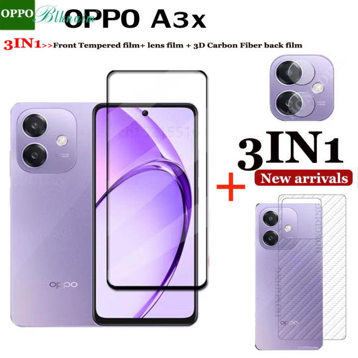 BLKNAIM 3in1 OPPO A3X Full Cover matte ceramic film Screen Protector For OPPO A3X ceramic Glass Tempered Glass lens film Carbon fiber back film