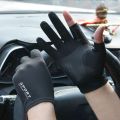 Thin Comfortable Driving Ridding Gloves Solid Color Silicone Men Elastic Gloves Ice Silk Gloves Non-slip Mittens Half Finger Gloves. 