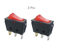 (2 Pcs) ON-Off Switch Rocker 250V 6A 125V 6A 3 Terminal Red Light. 