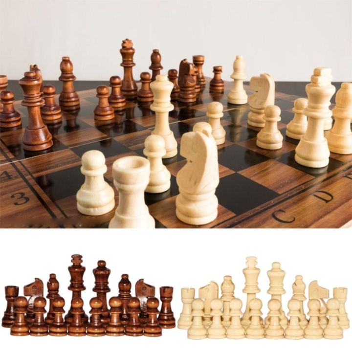 32PCS Staunton 2.2 in Wooden Chess International Wooden Word Chess Set Standard Delicate Chess Game Standard Tournamen
