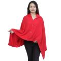 Plain Mix Cashmere Front Buttoned Poncho For Women. 