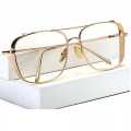 Golden Bordered Transparent Oversized Frame For Men. 