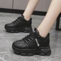 Women's Korean Style Thick Sole Running Sneakers - Breathable Mesh with Lace Beads. 