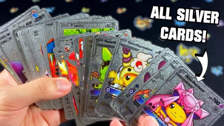 Dezva Silver Foil Card Assorted Cards 55 PCS - (V Series Cards Vmax GX Rare Silver Cards and Common/Rare Mystery Card) Best Gift for Collectors. (Silver)