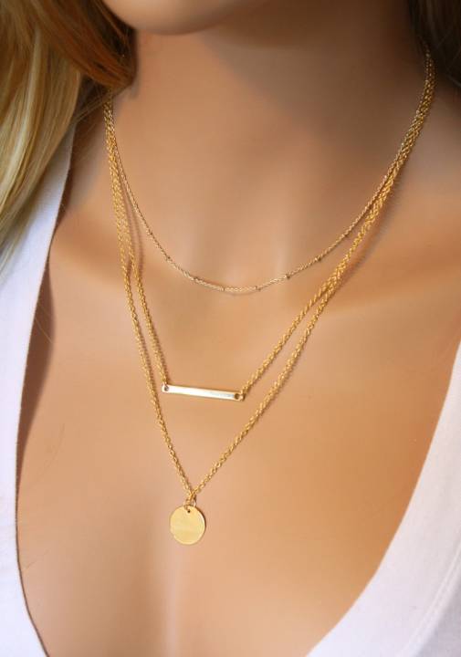 Spunky Add-ons Initial Monogram Bar Necklace, Personalized Necklace, Layered Necklace For Women
