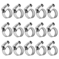 15 Pcs Stainless Steel 8mm to 12mm Hose Pipe Clamps Clips Fastener. 