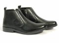 Black Zip Leather Boots For Men. 