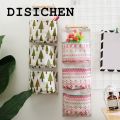 DISICHEN New style Home Kitchen Wall Mounted Storage Bag With 3 Pockets Linen Fabric Waterproof Wall Door Closet Hanging Organizer For Bath Bedroom. 