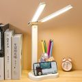 Led Double Head Desk Lamp Rechargeable Table Lamp 3 Operating Modes. 