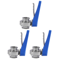 3X 1-1/2 Inch 38mm Sanitary 1.5 Inch Tri Clamp Butterfly Valve Squeeze Trigger for Homebrew Dairy Product. 