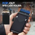 Slim RFID Aluminum Wallet with Elasticity Back Pouch Pop Up Card Holder. 