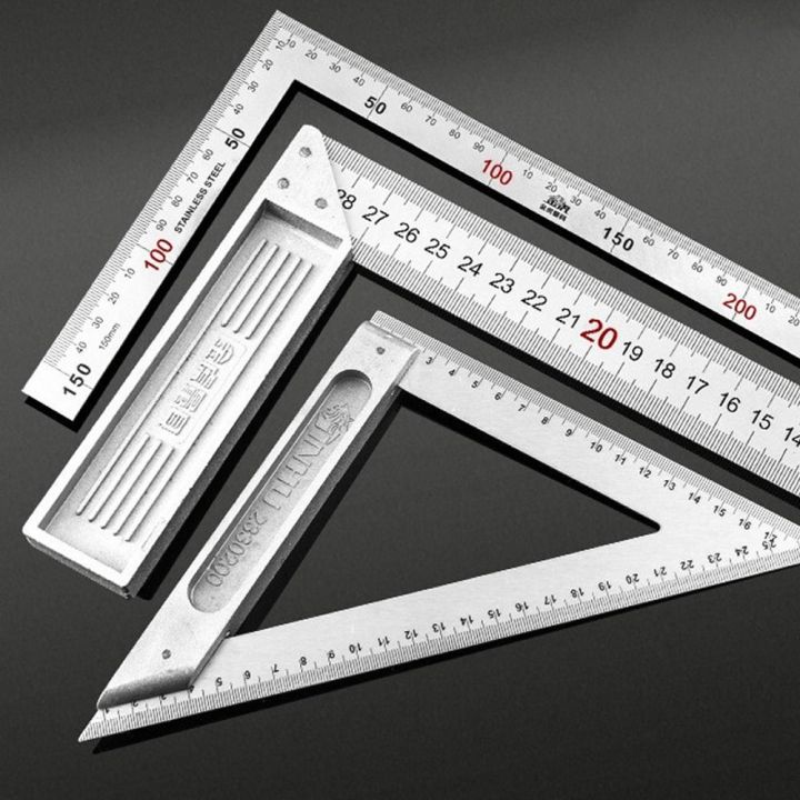 Professional Double Sided Scale Angle Square Ruler Measuring Tool 30/50CM Right Angle Gauge Stainless Steel 90 Degree Turning Ruler Woodworking