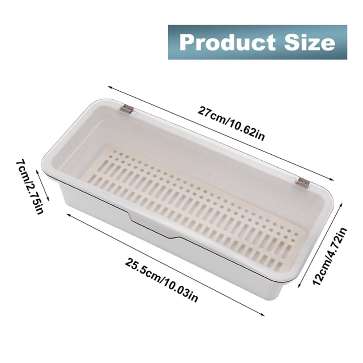 Flatware Tray, Utensil Storage with Lid Plastic Cutlery Tray, D