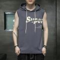 Summer Thin Vest Men's Hooded ins Sleeveless T-Shirt Loose Men's Clothes Sports Waistcoat Outer Waistcoat Inner Waistcoat. 