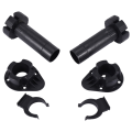 2x Plastic Adjustable Height Cupboard Plinth Foot Leg Pair Black. 