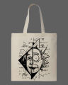 Albert Einstein & Rick Sanchez Mashup Math Formulas Printed Tote Bag– Eco-Friendly Cotton Shoulder Shopping Bag-White, Black. 