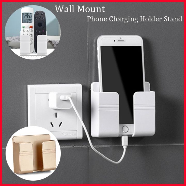 Wall Mounted Mobile Phone Charging Organizer Remote Control Storage Box Multifunction Stand Rack Phone Plug Wall Holder