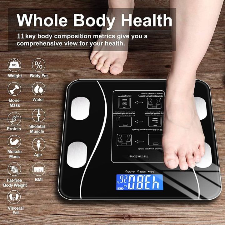 Bluetooth%20Weighing%20Scale%20Human%20Body%20Weight%20Machine%20Digital%20(Tempered)%20with%20Battery%20&%20Temperature%20Indicator%20-%20Image%203
