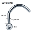 Sutuiying 1PC ASTM-F136 Titanium Nose Piercing Ring Stud Prong CZ Screw Shape Nostril Jewelry 20g 18g Tragus Earrings Body Piercing. 