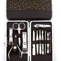 11 In 1 Professional Manicure Pedicure Kit Luxury Nail Grooming Set With Designer Leather Case (Stainless Steel, Silver). 