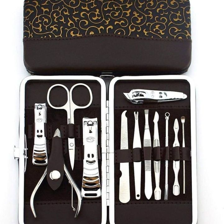 11%20In%201%20Professional%20Manicure%20Pedicure%20Kit%20Luxury%20Nail%20Grooming%20Set%20With%20Designer%20Leather%20Case%20(Stainless%20Steel,%20Silver)%20-%20Image%202